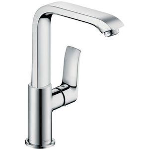 hansgrohe Waschtischarmatur Metris 230, verchromt, 25,8cm hoch, schwenkbar, aus Messing, Push Open Ablaufgarnitur