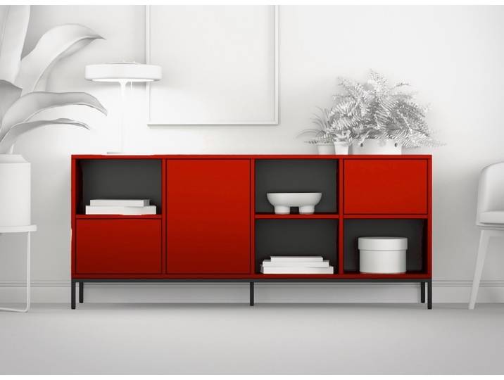 Sideboard mit Metallfüßen - Kommode nach Maß MDF Lackiert Verkehrs­rot