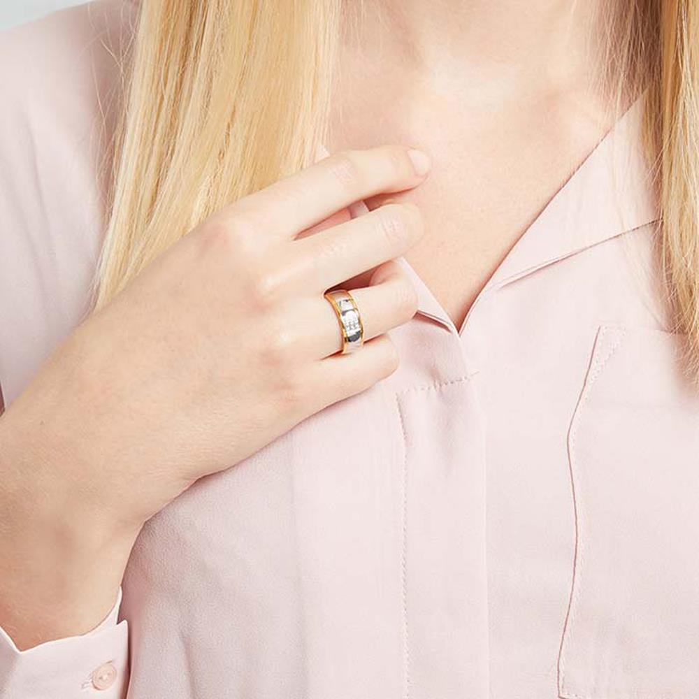 Unique Polierter Edelstahlring mit Lasergravur silber-gold