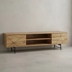 KADIMA DESIGN Eiche TV-Unterschrank, Modernes Linienmuster, 160cm Breit, Robuste Materialien