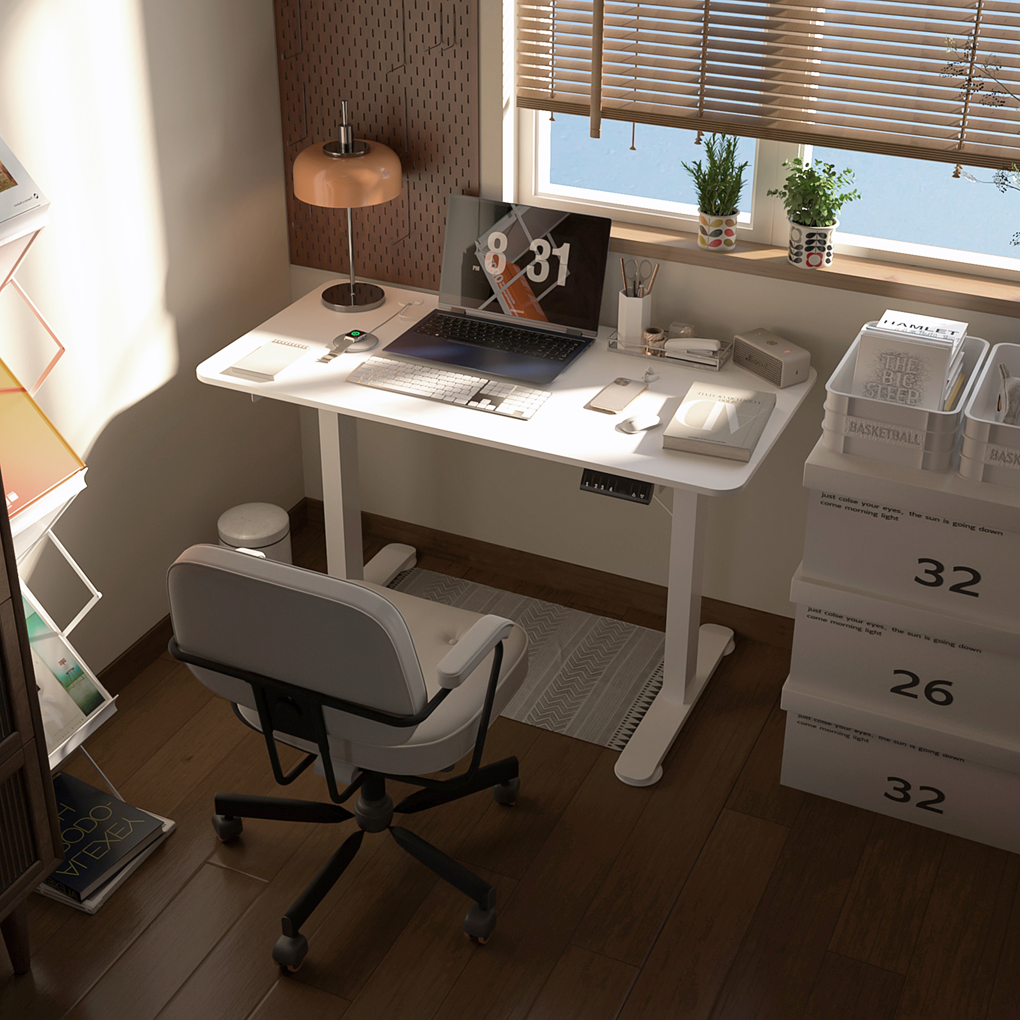 Vinsetto Scrivania sit-stand regolabile in altezza, 120x60x72-116cm, Bianco   Aosom Italy