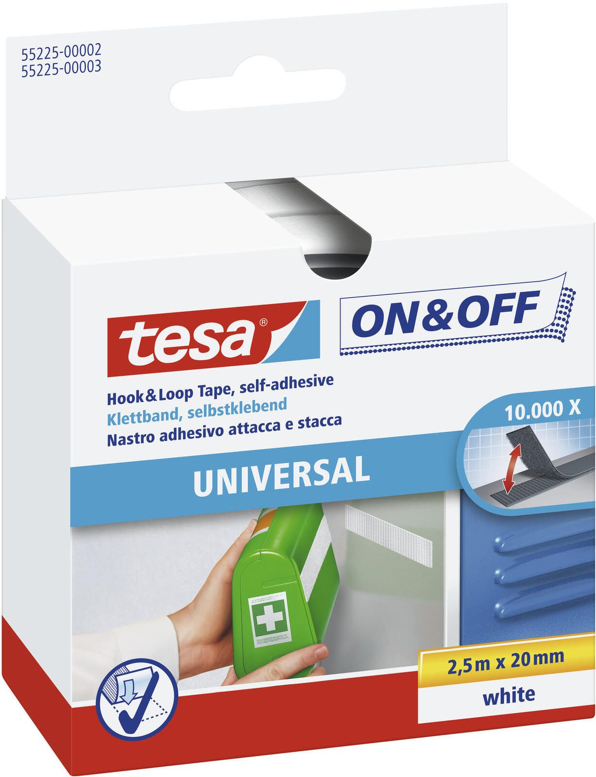 tesa ON&OFF Universal Klettband weiß 55225-00002-02