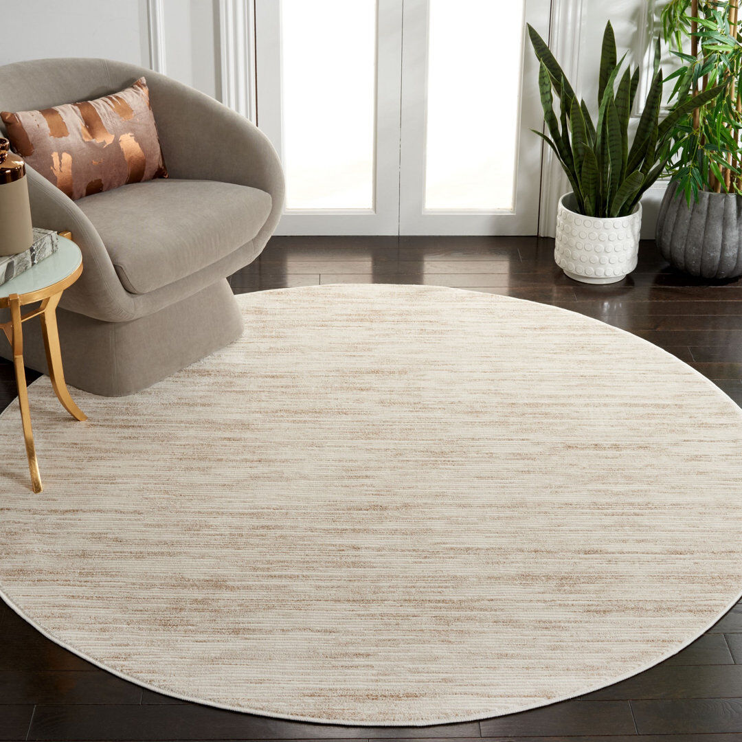 Blue Elephant Area Rug Ivory/Beige Round 201cm