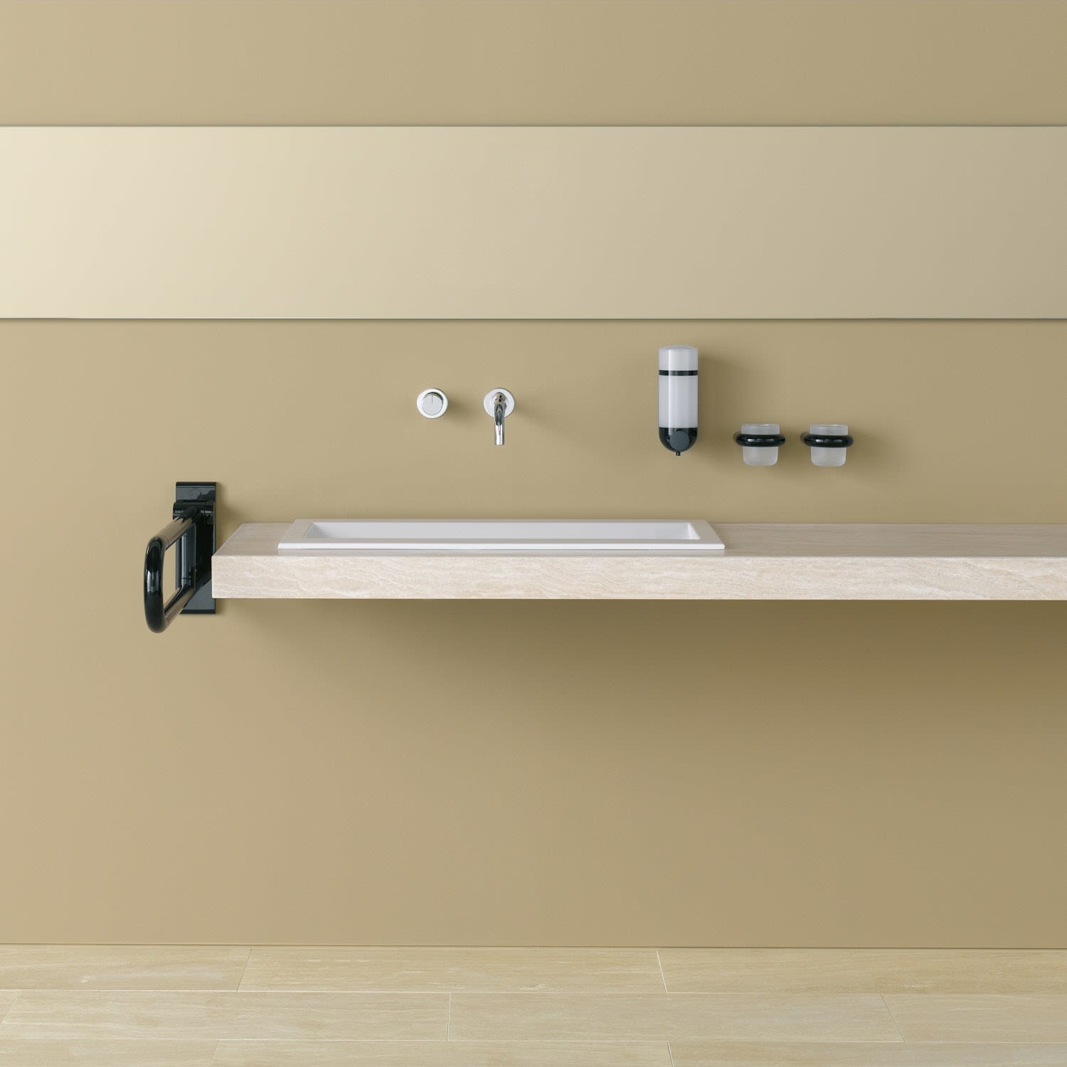 HEWI Serie 477/801 Stützklappgriff, drehbar, Accessoires, 801.50B100 97, lichtgrau, matt