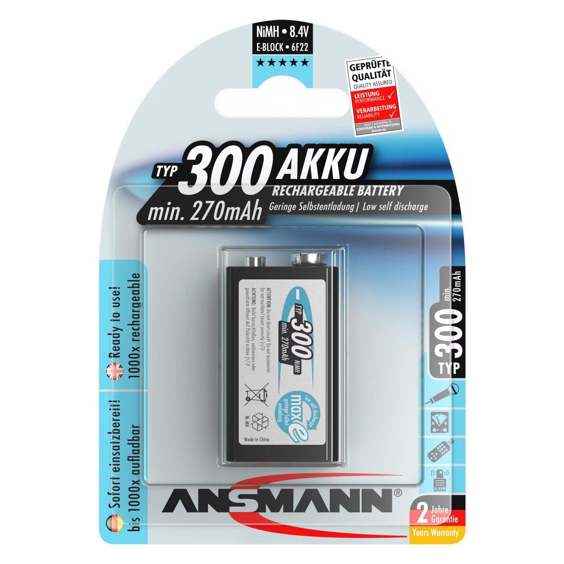 Ansmann E-Block (1 Stk., 9V Block, 270 mAh) (5035453)