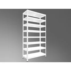 Steckregal Biedrax 40 x 80 x 270 cm, Weiß, 8 Stahlböden, Fachlast 100 kg pro Fachboden