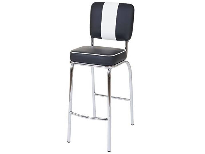 PROREGAL 2er-Set Barhocker Diner Sitzhöhe 70cm Retro 50er Jahre Design Kunstleder Schwarz-Weiß Barstuhl Tresenhocker
