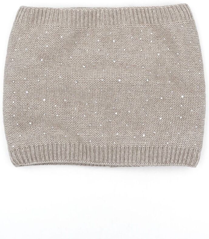 Loop MAXIMO, Mädchen, braun, Strick, Wollmischung, unifarben, Modetücher Loop, Stricktube mit Glitzersteinen, bequem, wärmend, basic, Wollmix braun Einheitsgröße