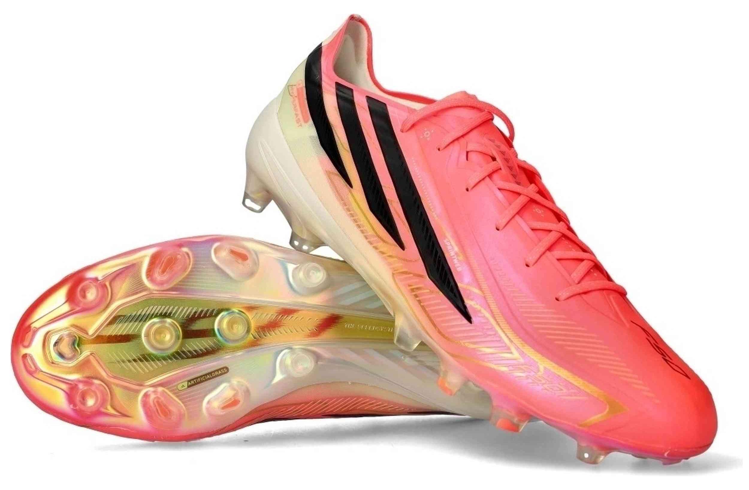 Fußballschuhe Adidas F50 Hyperfast Elite Artificial Ground Soccer Cleats "Solar Turbo/Core Black/Gold Metallic" für Unisex