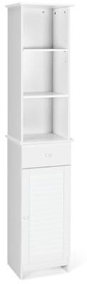 Costway Bathroom Tall Freestanding Storage Cabinet with Open Shelves and Drawer-White