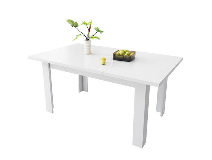 Modfu Esstisch aus MDF 120x70x75 cm Weiß mit klappbarer Platte und verborgenem Stauraum, 70x75x120 cm, Esszimmer, Esstische