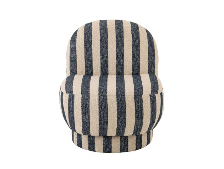 Fauteuil en tissu à rayures bleu