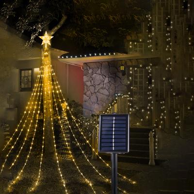 Discount Dollar Deals Solar Outdoor LED Fairy Lamp, Christmas Pentagram Waterproof String Light, Holiday And Family Party Garden Decorations warm White 3m