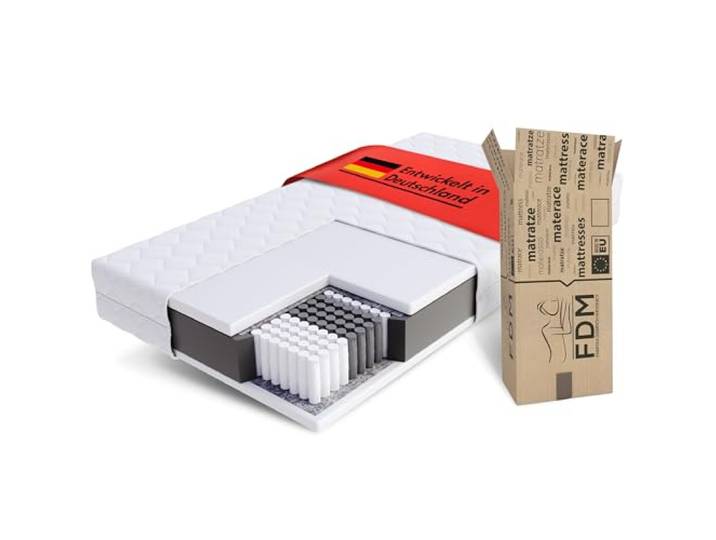 FDM Matratze 180x200 cm - 7-Zonen Federkernmatratze - Ergonomisch Mattress - Waschbarer Bezug bei 30°C - Höhe 23 cm - Hypoallergen & Antibakteriell - Formstabil, Komfortabel und Dämpfend