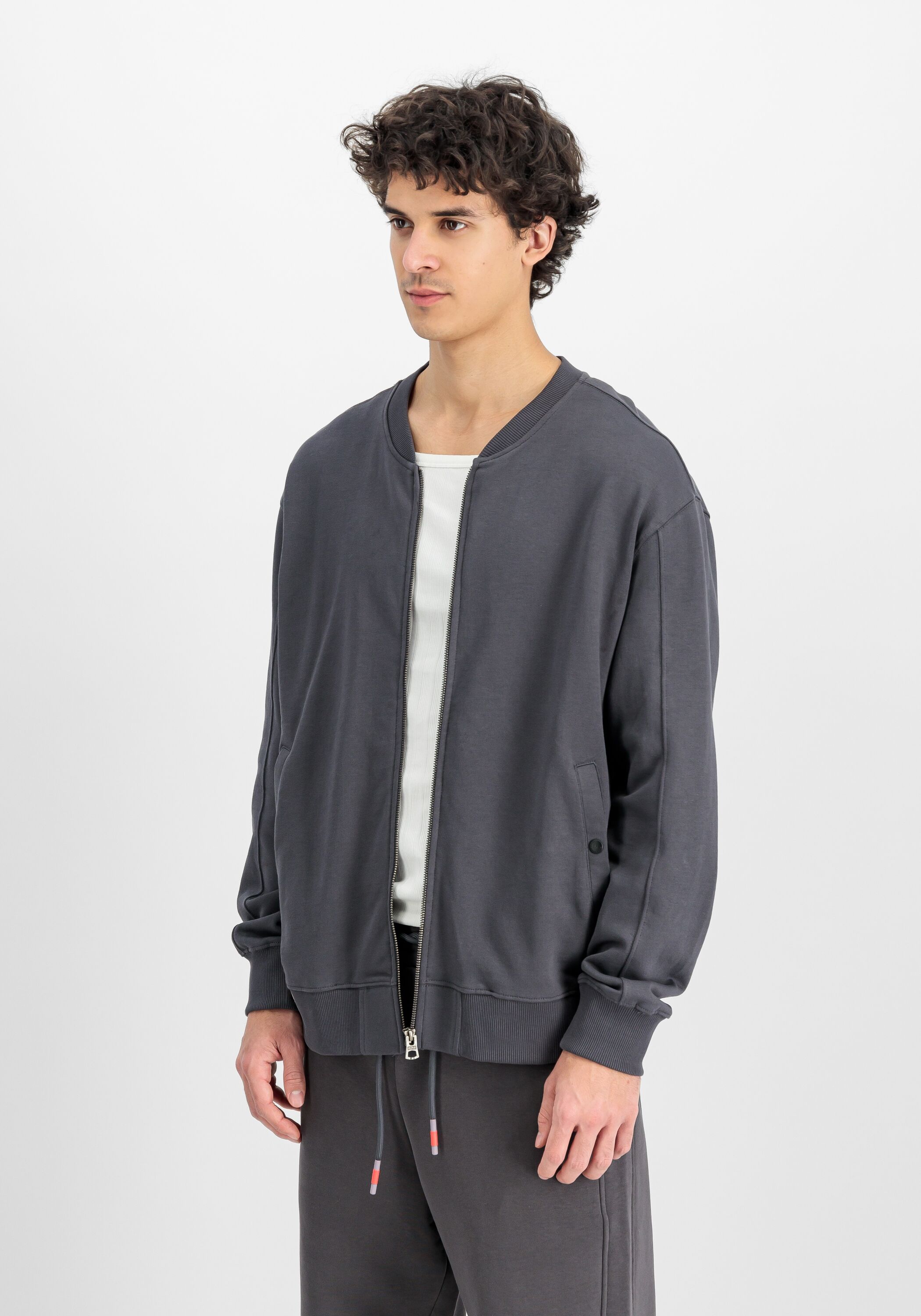 Bomberjacke ALPHA INDUSTRIES "Studio Edition Fleece Bomber", Herren, Gr. 3XL, grau (vintage grau), Obermaterial: 80% Baumwolle, 20% Polyester, Jacken Bomberjacke vintage grau 3XL