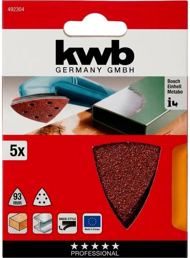 Kwb Set De 5 Hojas De Lija Triangulares 93mm Para Lijadora Multicolor Talla Única Unisex