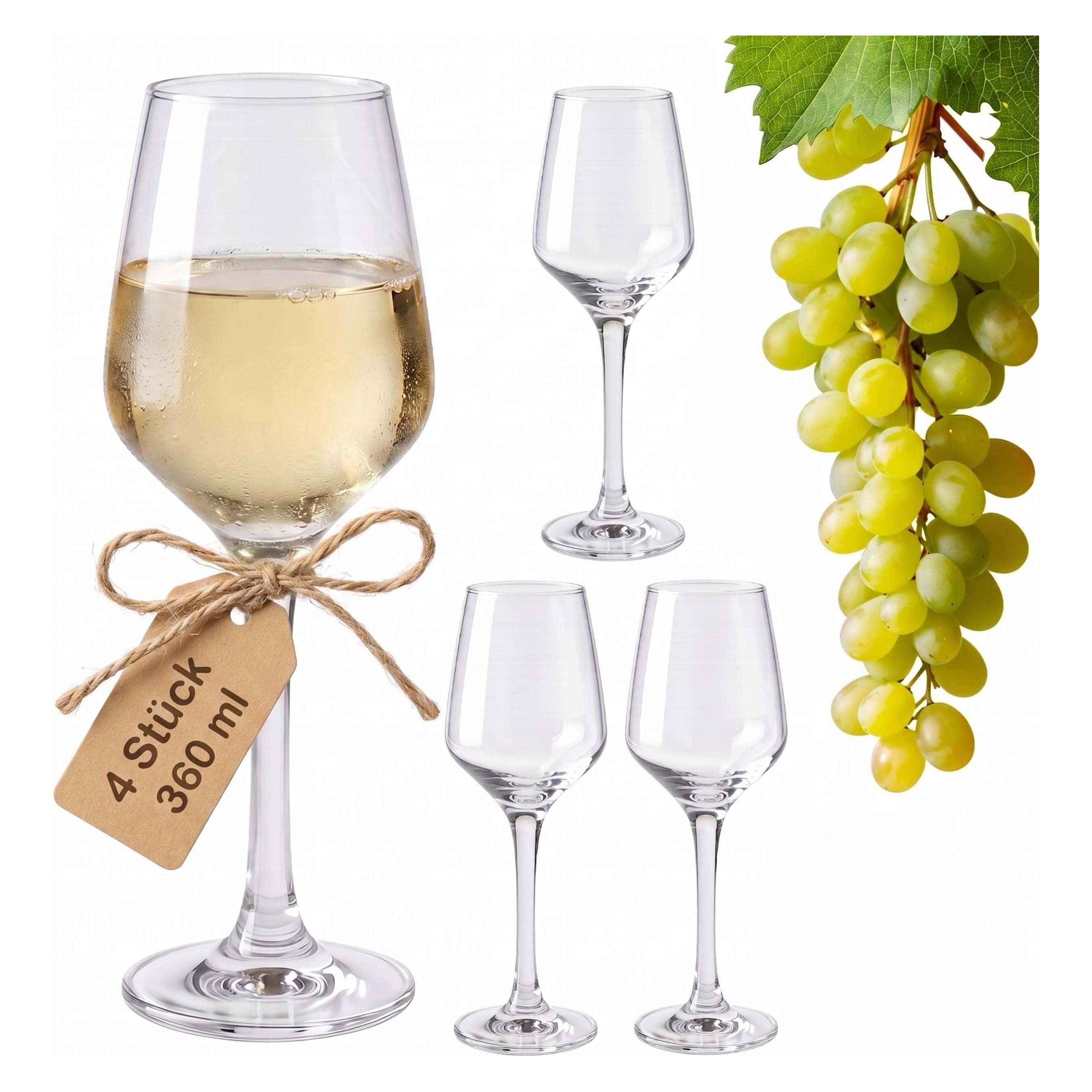 Relaxdays 4x Weingläser (36 cl, 4 Gläser, Rotweingläser, Weissweingläser) (4052025541439)