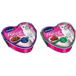 Vitakraft Katzenfutter Poesie - 15x Seelaachs mit Pasta und Tomate + 15x Wild mit Cranberries