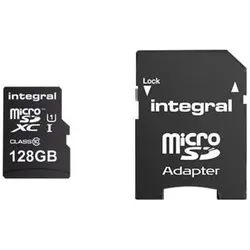 Integral INMSDX128G10-90U1 Speicherkarte MicroSDXC UHS-I Klasse 10 (128 GB, microSDXC, U1, UHS-I), Speicherkarte, Schwarz