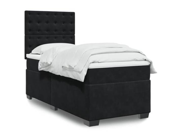RJPLMFV Lattenrost und Matratze, Schwarz, 80 x 200 cm, Velours Kopf höhenverstellbar, Taschenfedern, abnehmbarer Bezug, atmungsaktiver Komfort
