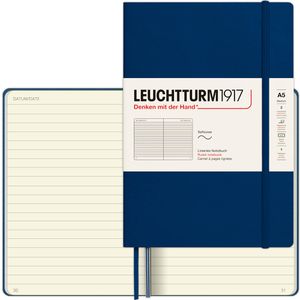 Leuchtturm1917 Notizbuch Medium, 362840, Karton Softcover, Marine, 62 Blatt / 123 Seiten, 80 g/m², liniert, A5