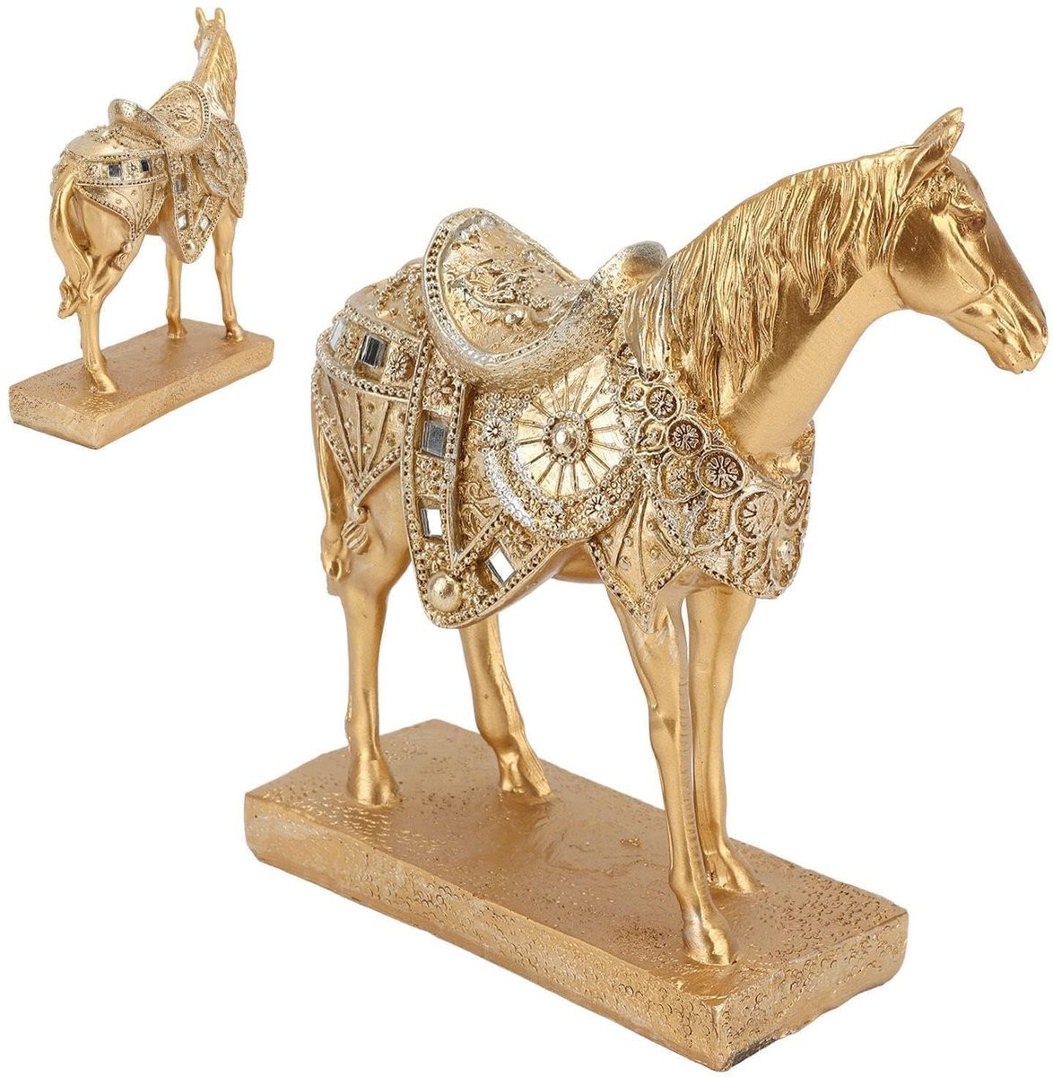 Dailygoods Gouden Paardstandbeeld van Hars - Rustiek Decoratief Paardenfiguur voor op Tafel