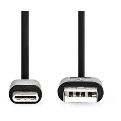 Nedis USB-Kabel - USB 2.0 - USB-A Stecker - USB-C Stecker - 15 W - 480 Mbps - Vernickelt - 2.00 m - Rund - PVC - Schwarz - Label