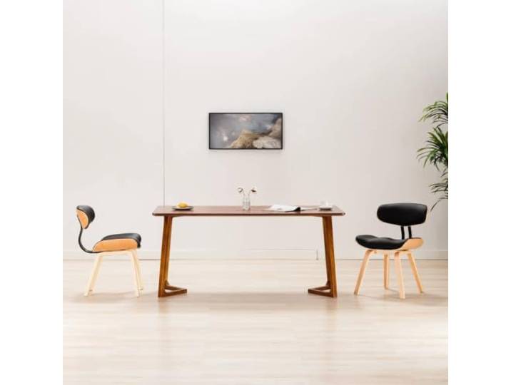 HEFZGDB 2 Esszimmerstühle Schwarz Bugholz Kunstleder Ergonomische Sitzmöbel Stilvolles Design