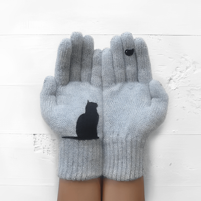 ForAllApparel Cat Fan Cotton Gloves Gray
