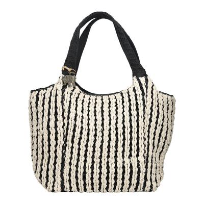Shopper ANOKHI "ANOKHI Taschen Baumwolle", Damen, Gr. onesize, schwarz-weiß (schwarz, weiß), Baumwolle, Taschen Shopper