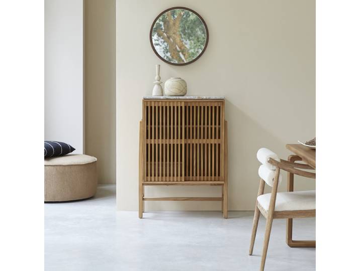 Sideboard aus massivem Teakholz und Premium-Terrazzo 80 cm Isaure - Natur - Teak