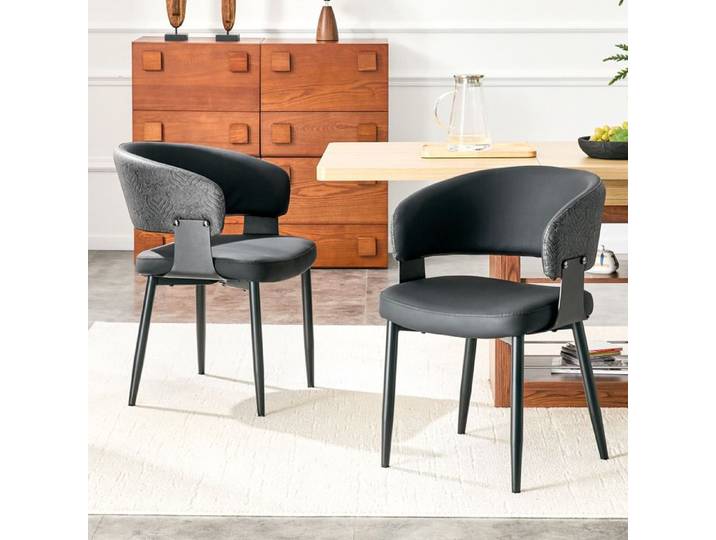 Chaises de salle à manger modernes - Ensemble de 2 - Style Mid-Century-Modern - Accoudoirs en forme de tonneau
