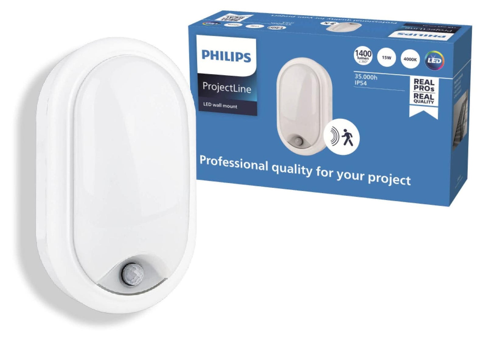 Philips Wandlamp LED, Ovaal, Wit, IP54