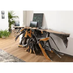 Konsolentisch Teak Wurzel verzweigt 250x50x80 natur lackiert UNIKA #180