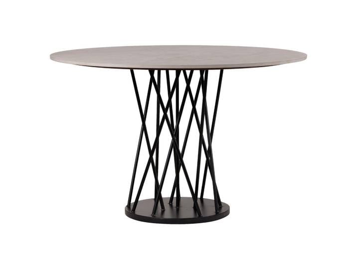 Stylife Esstisch, Schwarz, Beige, Metall, Keramik, Steinoptik, rund, rund, Bodenplatte, 120x120x76 cm, Esszimmer, Tische, Esstische, Esstische rund