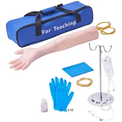 VEVOR Phlebotomie-Kit, IV Übungsarm Übungssätze, Phlebotomie-Arm-Praxis-Kit 560 x 130 x 70 mm, Trainingsarm für Intravenöse Injektion Inkl. IV-Ständer, Infusionsschlauch, Aderpresse usw.
