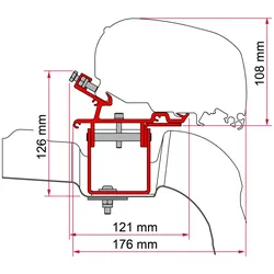 Fiamma Adapter-Kit Dachmarkise F80 für den VW Crafter L3H3