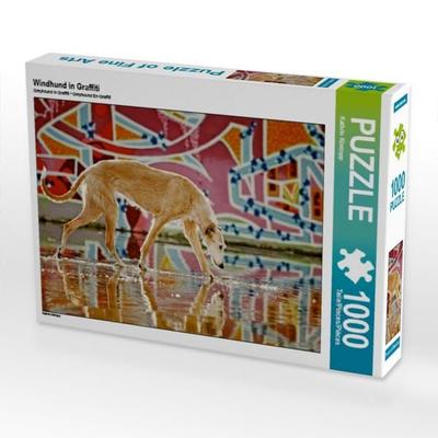 CALVENDO Puzzle Windhund in Graffiti 1000 Teile Puzzle quer | 1000 Teile Lege-Größe 64 × 48 cm Foto-Puzzle für glückliche Stunden