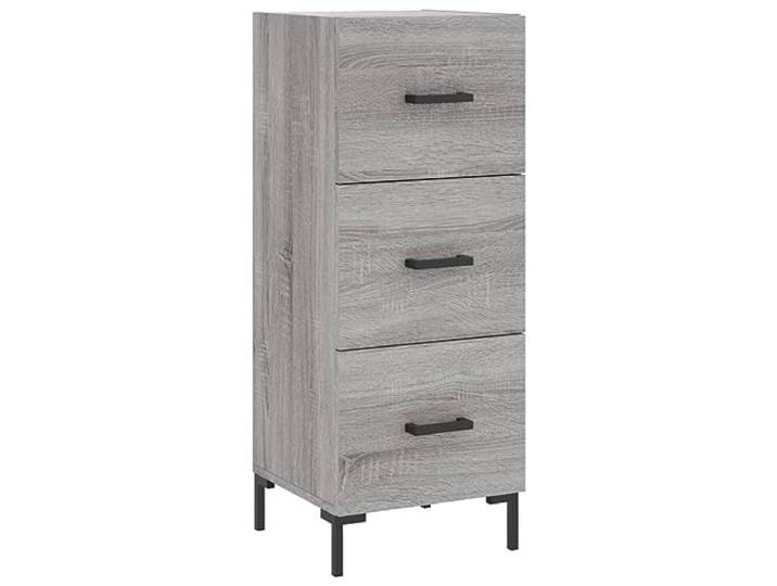 GHVBNMF Sideboard Grau Sonoma 34,5x34x90 cm Holzwerkstoff Beistellschrank Schmaler Kommodenschrank mit 3 Schubladen für Flur und Wohnzimmer. Robuste Metallbeine bieten verlässliche Stabilität.