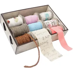 Mendler Deko-Box Band, Geschenkband Deko-Schnur Bänderbox, 9 Rollen