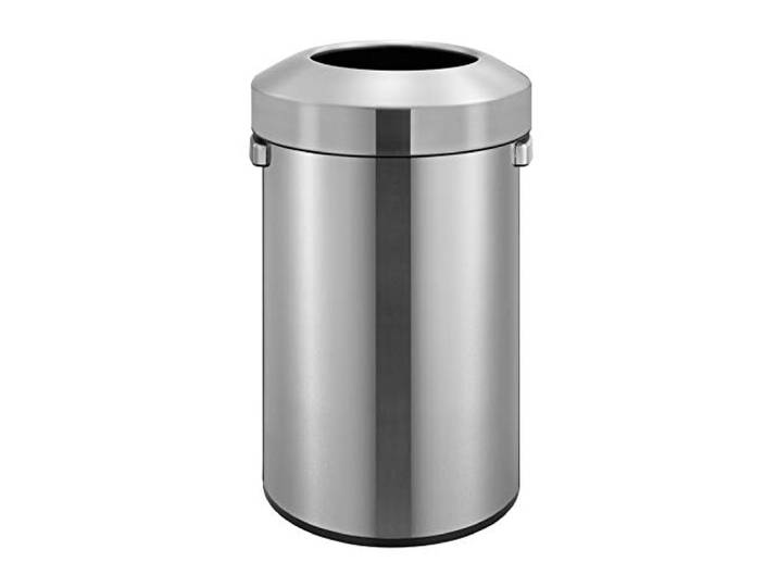 PROREGAL Stilvoller offener Abfallsammler aus gebürstetem Edelstahl 60 Liter, HxØ 68,5x40,5cm Silber