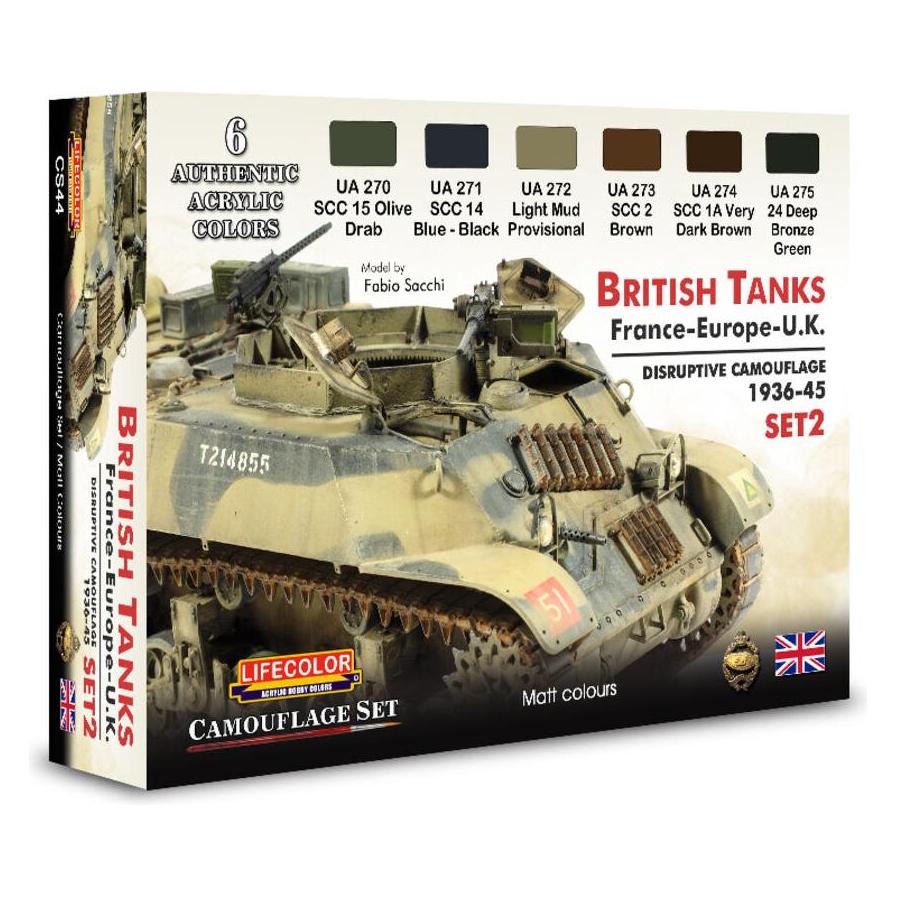 Grundig British Tanks, France-Europe, U.K., Disruptive Camouflage, Set 2 6 x 22 ml (132 ml) (CS44)