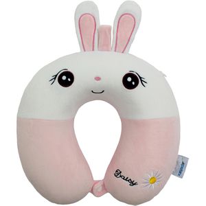 Petex Nackenkissen Hase, 44490093, aus Memory-Schaum, rosa, verschließbar mit einem Knopf, U-Form