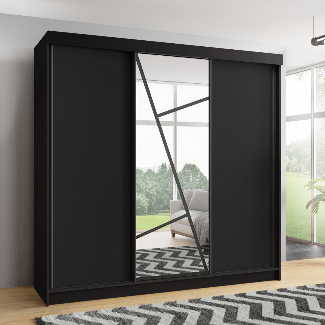 Rio Annelijn 3 Door Wardrobe Black 205cm H x 250cm W x 60cm D
