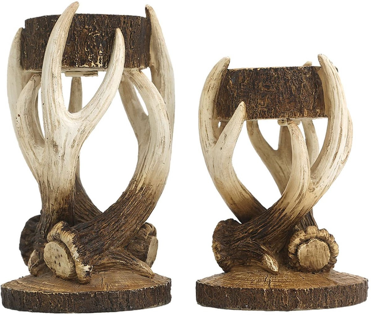 Set van 2 Herten Gewei Kaarsenhouders voor een Rustieke Decoratie