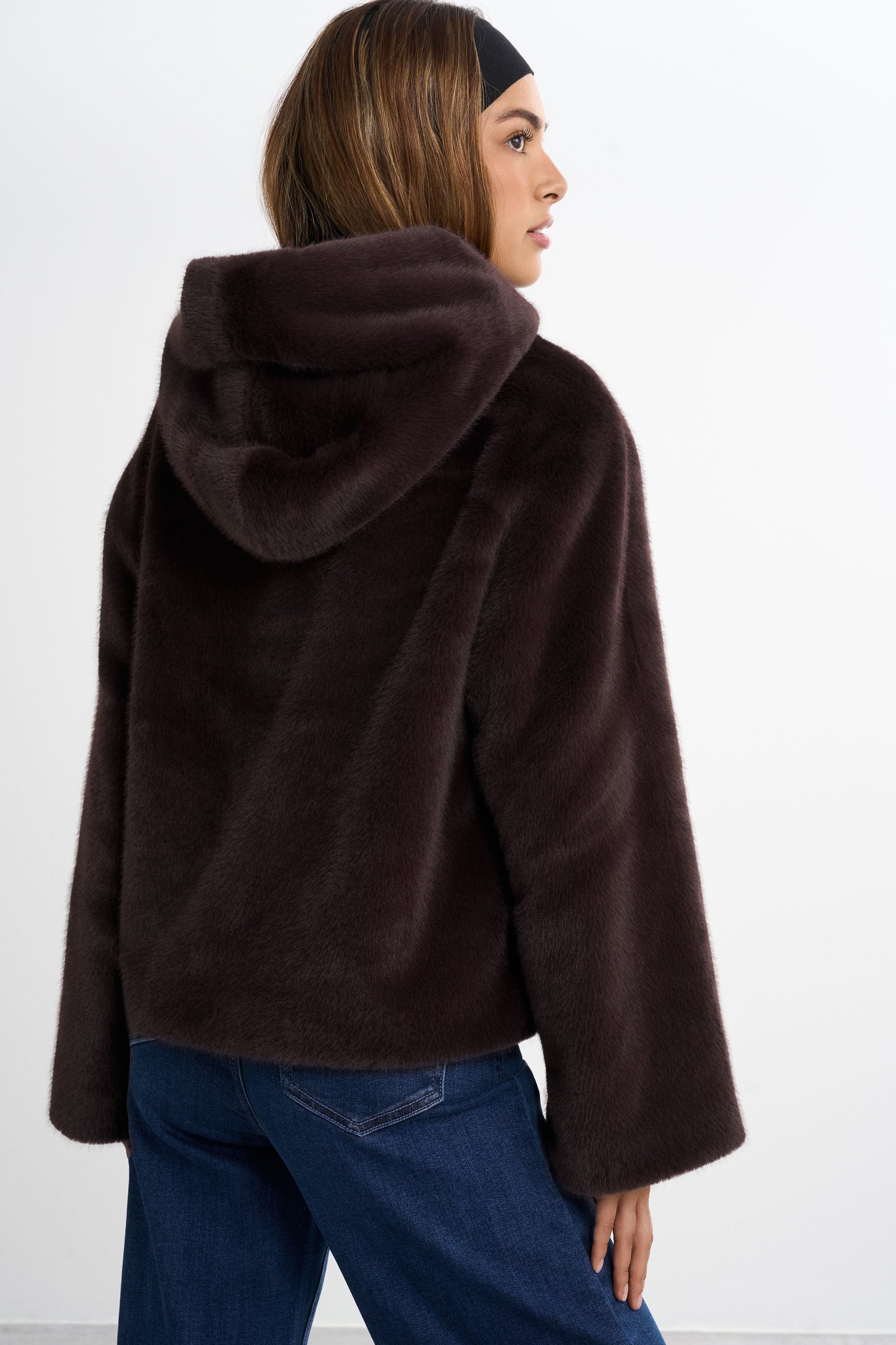 FAMME Faux Fur Jacket Beige L