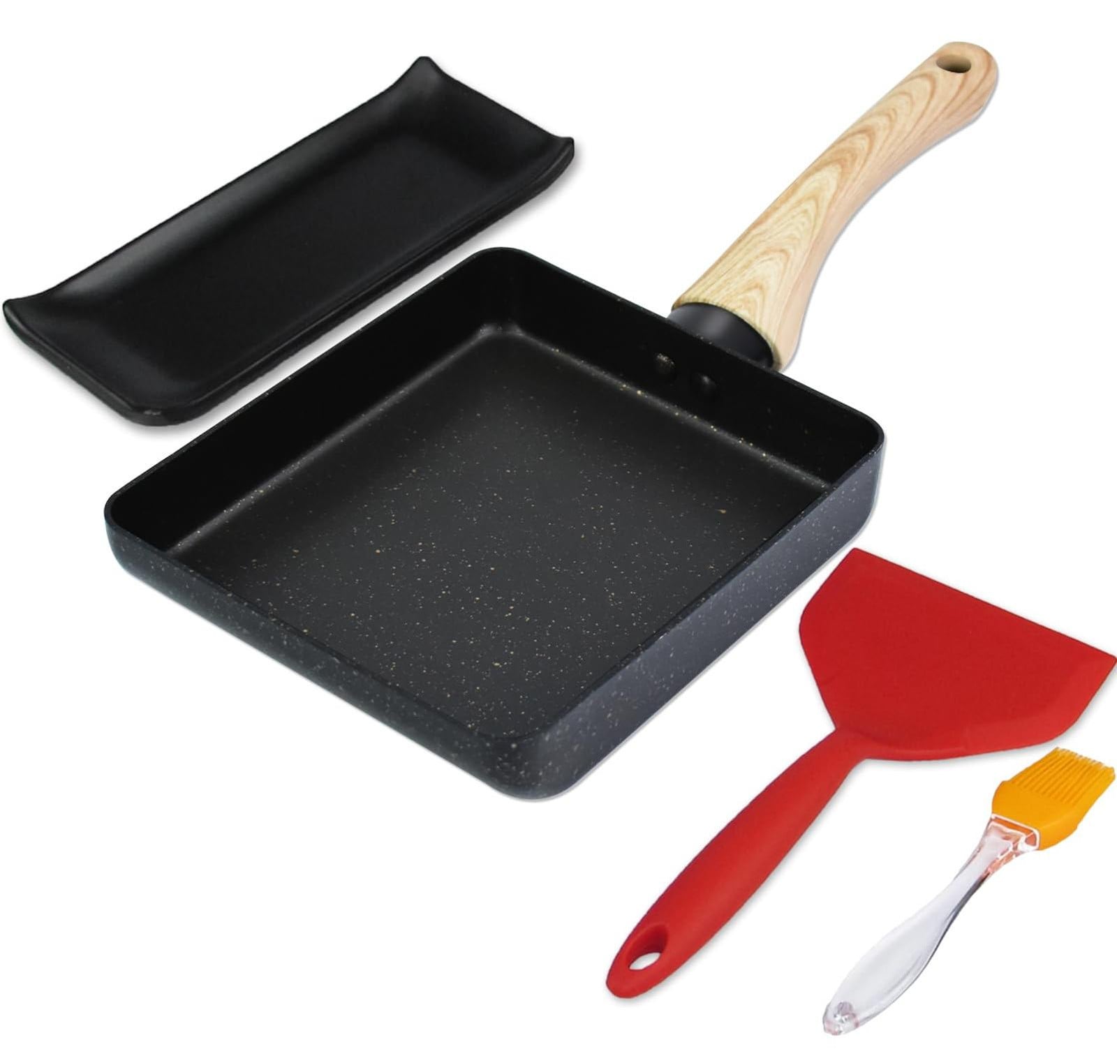 Dripio Rechthoekige omeletpan met antiaanbaklaag en accessoires, 17,8 cm