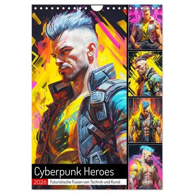 Cyberpunk Heroes. Futuristische Fusion von Technik und Kunst (Wandkalender 2026 DIN A4 hoch), CALVENDO Monatskalender