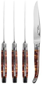 Goyon-Chazeau Set of 4 Laguiole Steak Knives with Tortoise Shell Handles