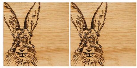 Selbrae House Just Slate Company Set of 2 Hare Oak Coasters